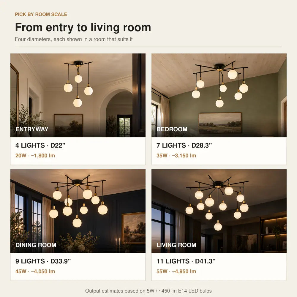 Yara Vintage Flush Mount Chandelier Modern Chandelier