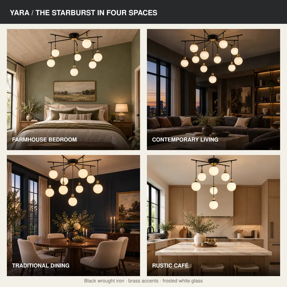 Yara Vintage Flush Mount Chandelier Modern Chandelier