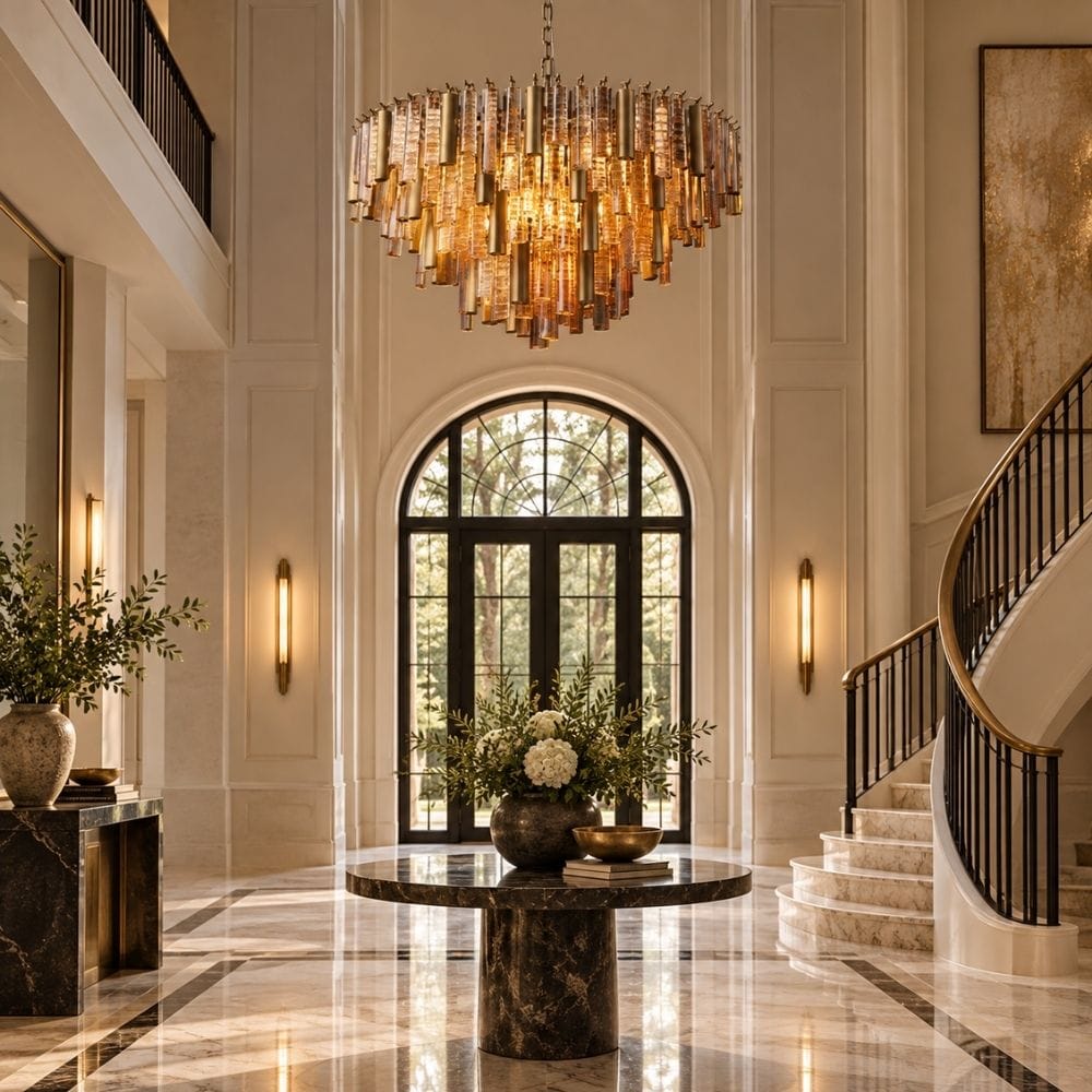 Zarelle Amber Glass Rod Chandelier Modern Chandelier