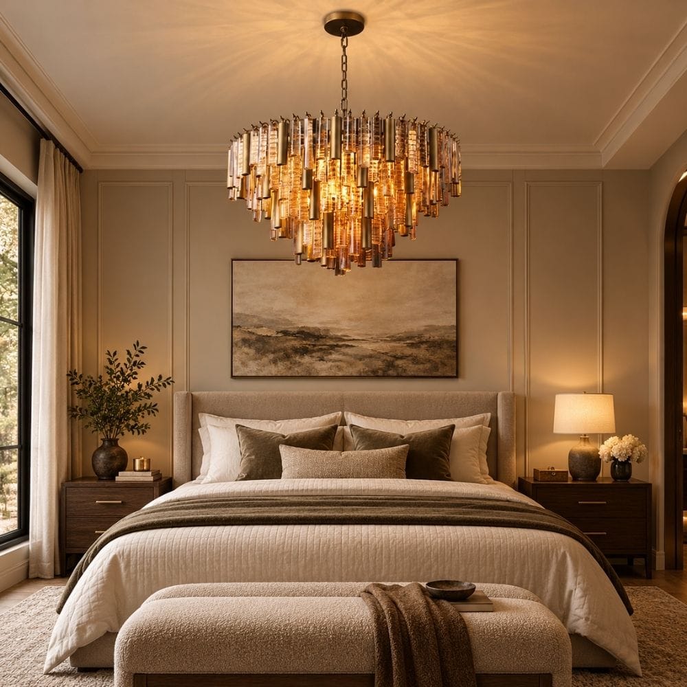 Zarelle Amber Glass Rod Chandelier Modern Chandelier