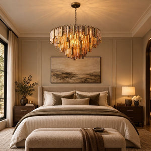 Zarelle Amber Glass Rod Chandelier Modern Chandelier
