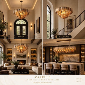 Zarelle Amber Glass Rod Chandelier Modern Chandelier