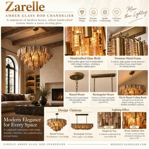 Zarelle Amber Glass Rod Chandelier Modern Chandelier