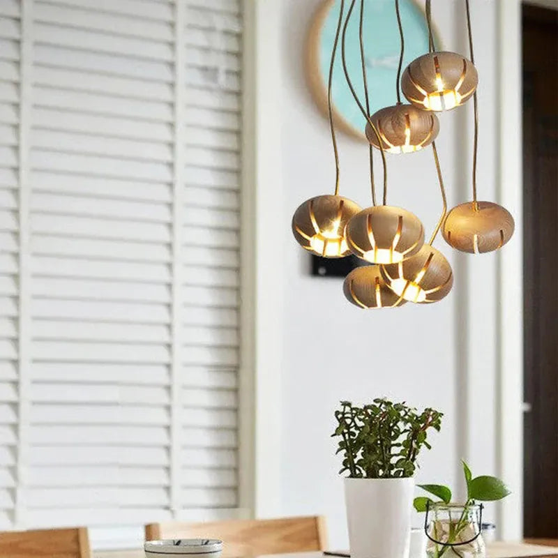 Zarmel Wood Cluster Pendant Light Modern Chandelier