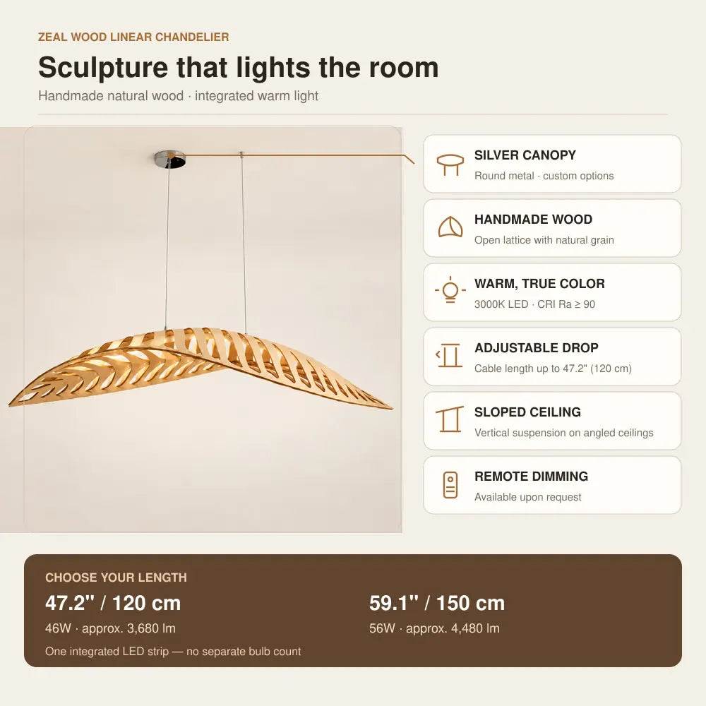 Zeal Wood Linear Chandelier Modern Chandelier