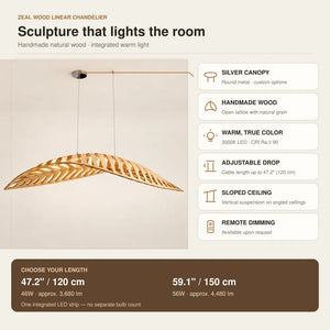 Zeal Wood Linear Chandelier Modern Chandelier