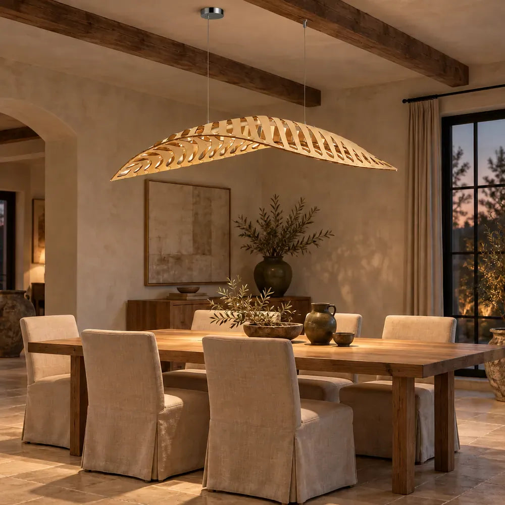 Zeal Wood Linear Chandelier 47.24" (120 cm) / Warm White 3000K Modern Chandelier