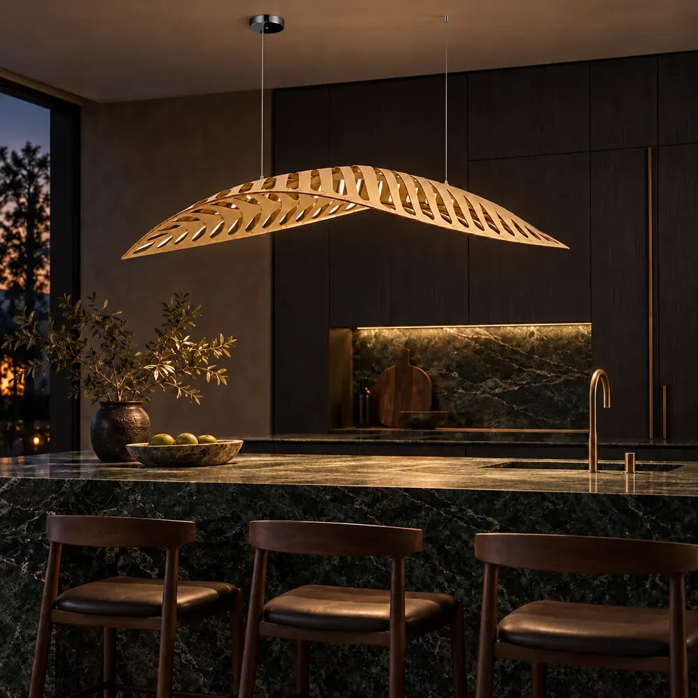Zeal Wood Linear Chandelier 59.05" (150 cm) / Warm White 3000K Modern Chandelier