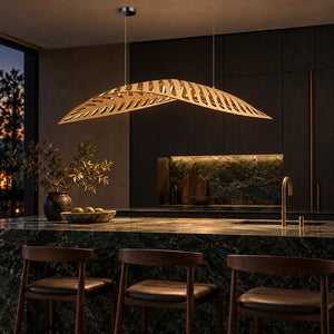 Zeal Wood Linear Chandelier 59.05" (150 cm) / Warm White 3000K Modern Chandelier