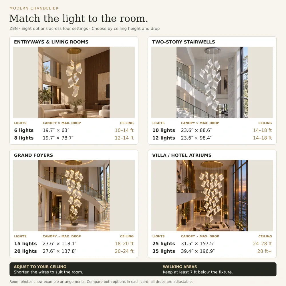 Zen Modern Staircase Chandelier Modern Chandelier