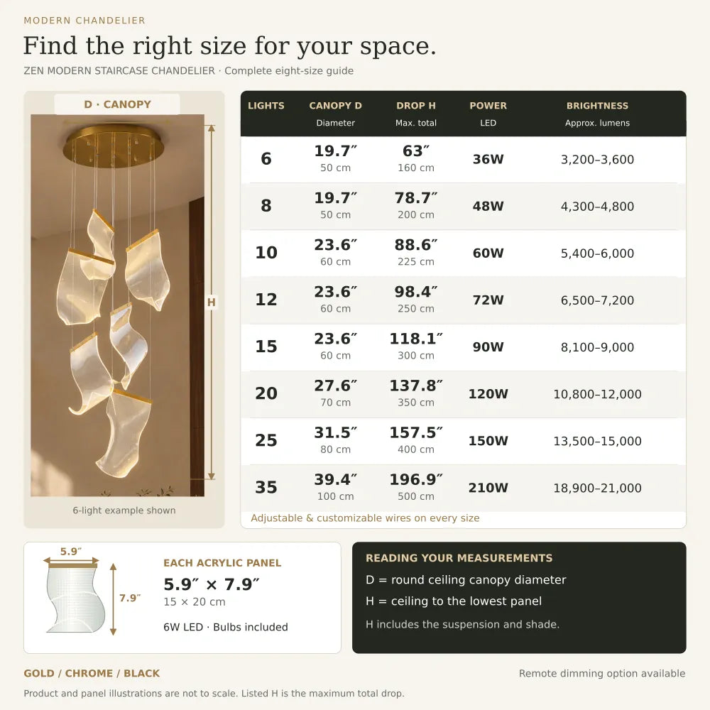 Zen Modern Staircase Chandelier Modern Chandelier