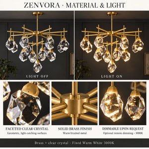 Zenvora Geometric Crystal Sputnik Chandelier Modern Chandelier