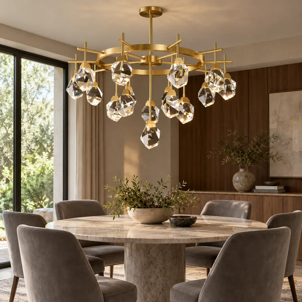 Zenvora Geometric Crystal Sputnik Chandelier Modern Chandelier
