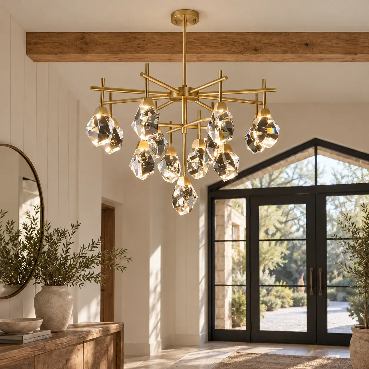 Zenvora Geometric Crystal Sputnik Chandelier Modern Chandelier