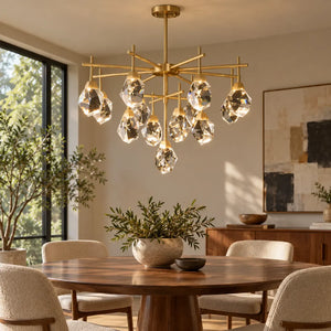 Zenvora Geometric Crystal Sputnik Chandelier 13 / Warm Light 2700K Modern Chandelier