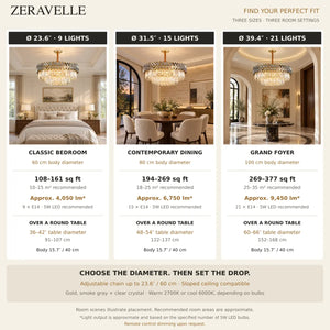 Zeravelle Gold Tiered Crystal Chandelier Modern Chandelier
