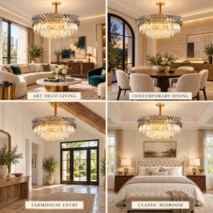 Zeravelle Gold Tiered Crystal Chandelier Modern Chandelier