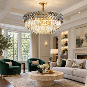 Zeravelle Gold Tiered Crystal Chandelier Modern Chandelier