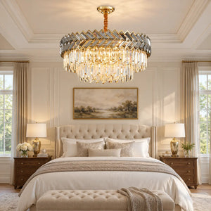 Zeravelle Gold Tiered Crystal Chandelier Modern Chandelier