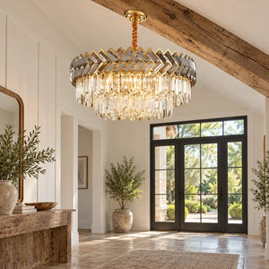 Zeravelle Gold Tiered Crystal Chandelier Modern Chandelier