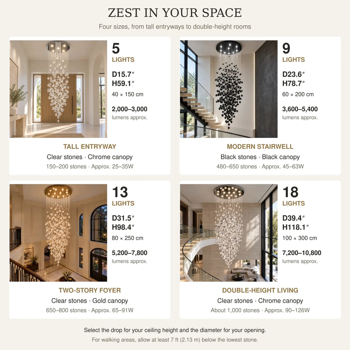 Zest Modern Staircase Chandelier Modern Chandelier