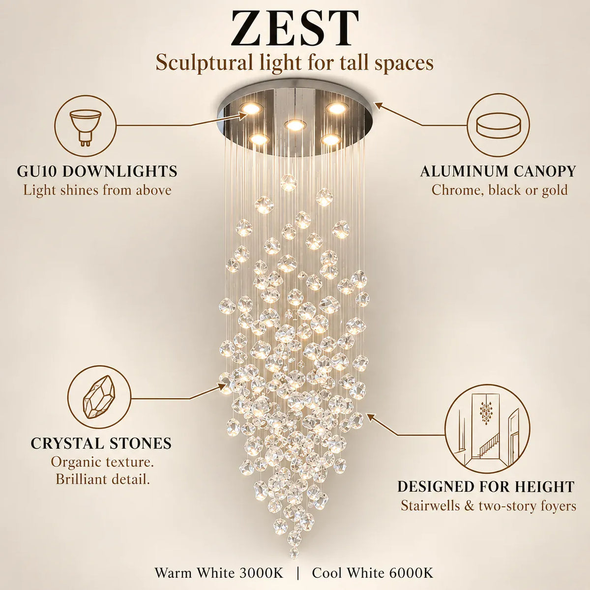 Zest Modern Staircase Chandelier Modern Chandelier