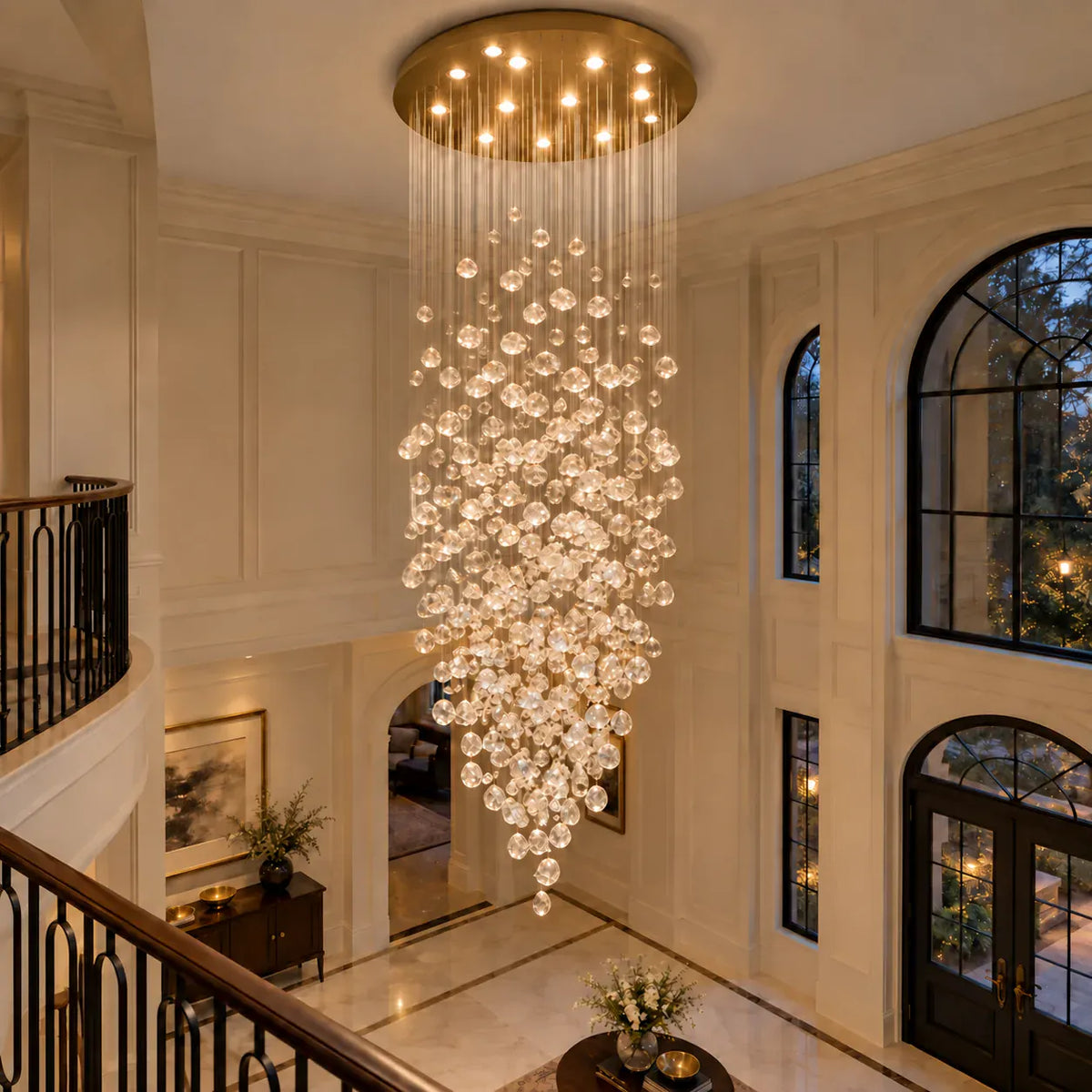 Zest Modern Staircase Chandelier 9 / Chrome|Warm White / Black Modern Chandelier