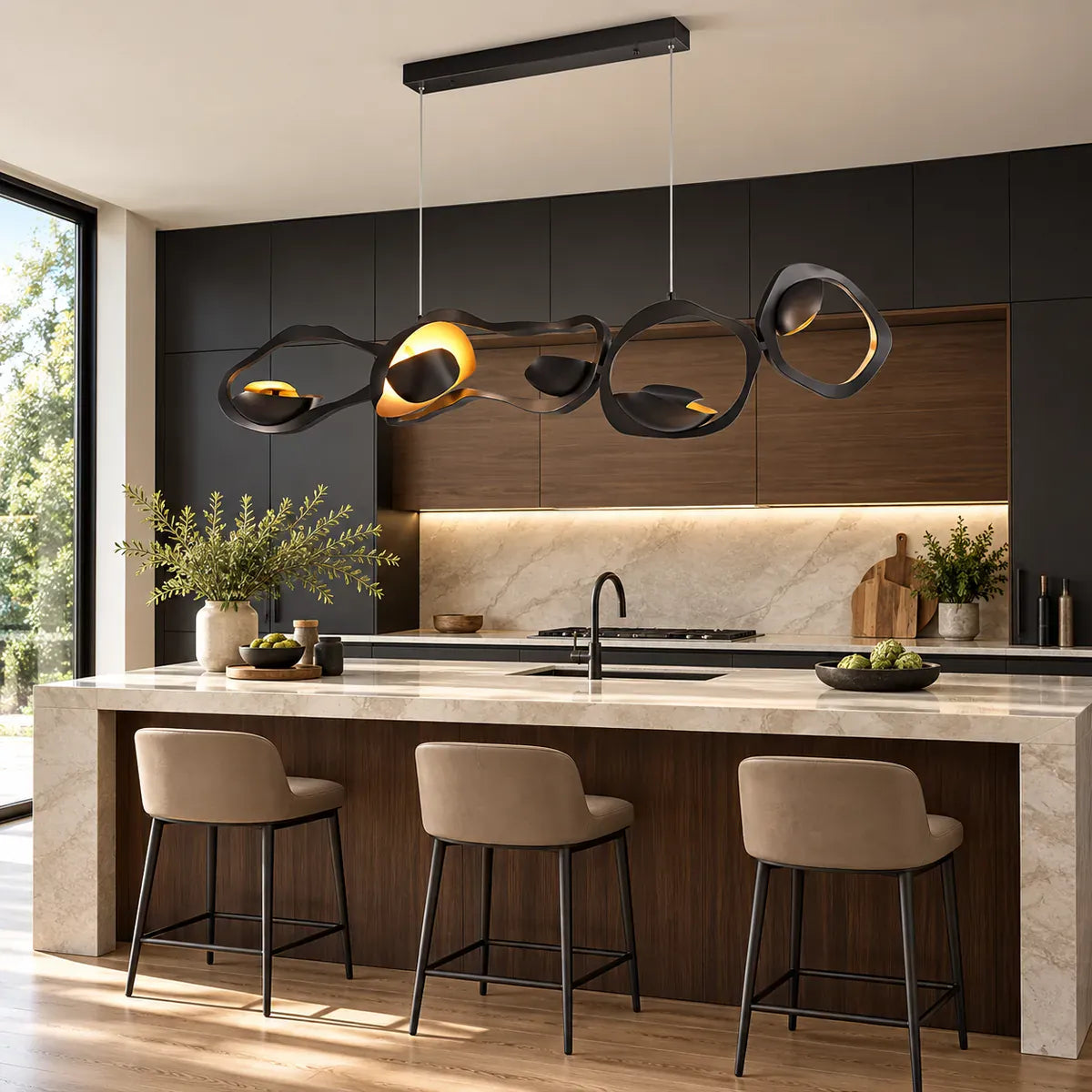 Zevrani Abstract Iron LED Chandelier Modern Chandelier