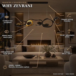 Zevrani Abstract Iron LED Chandelier Modern Chandelier