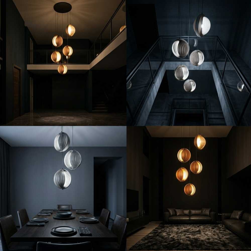 Zirel Rustic Wood Staircase Chandelier Modern Chandelier