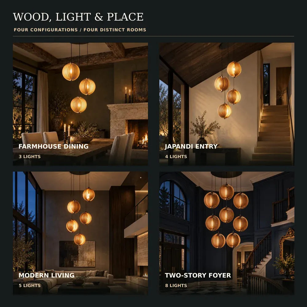 Zirel Rustic Wood Staircase Chandelier Modern Chandelier