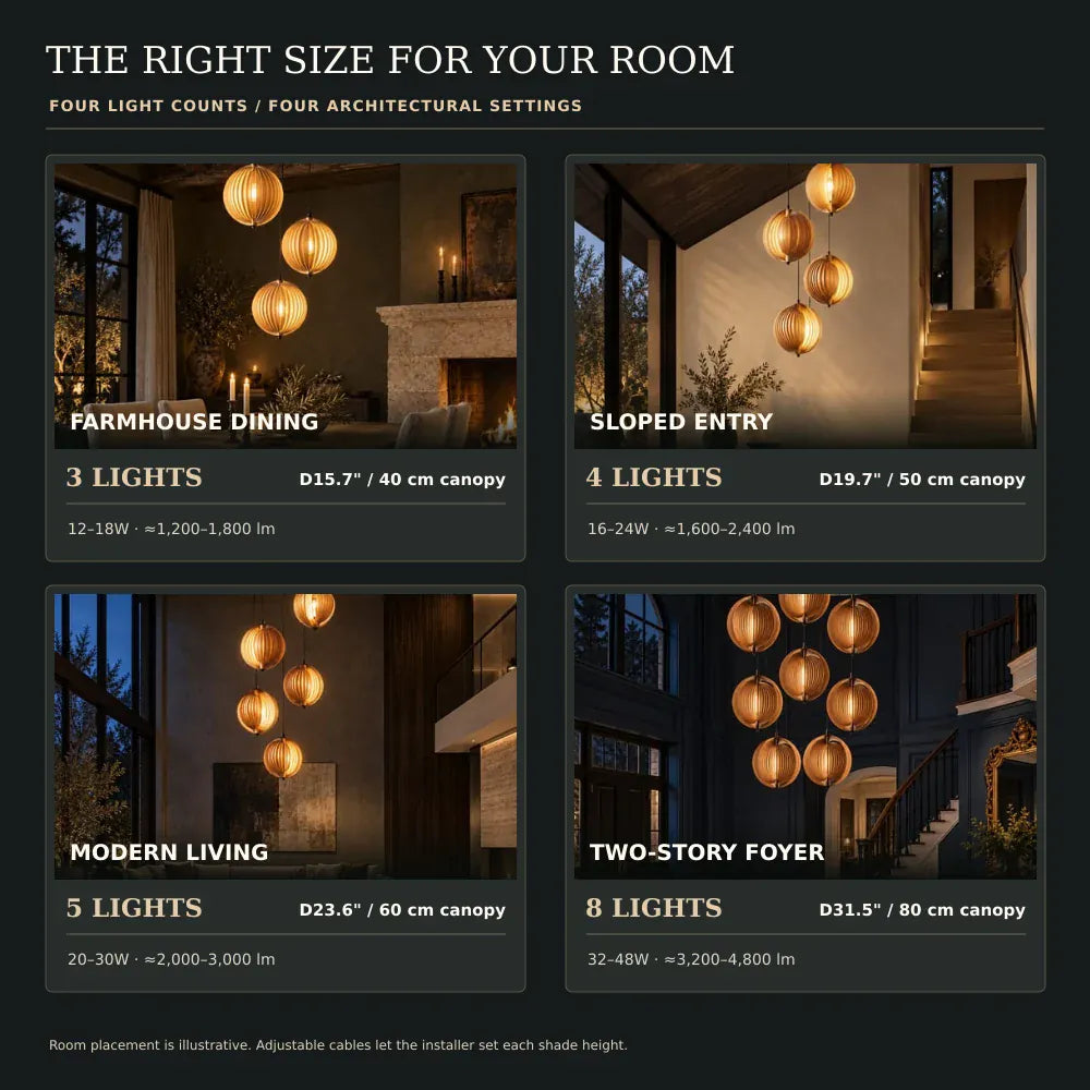 Zirel Rustic Wood Staircase Chandelier Modern Chandelier