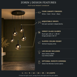 Zorin Multi Glass Pendant Chandelier Modern Chandelier