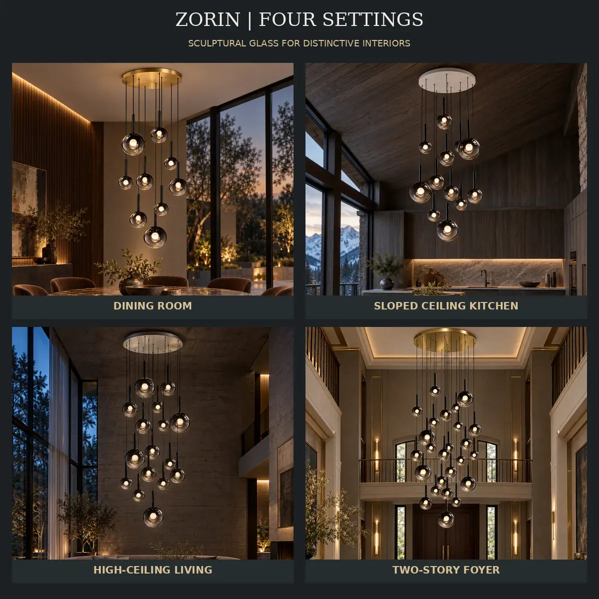 Zorin Multi Glass Pendant Chandelier Modern Chandelier