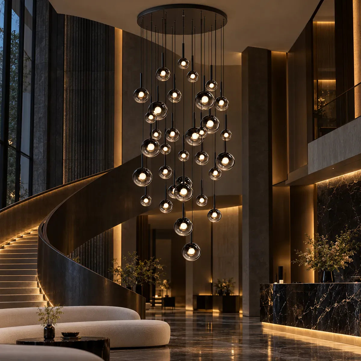 Zorin Multi Glass Pendant Chandelier Black / 1 / Warm White 3000K Modern Chandelier