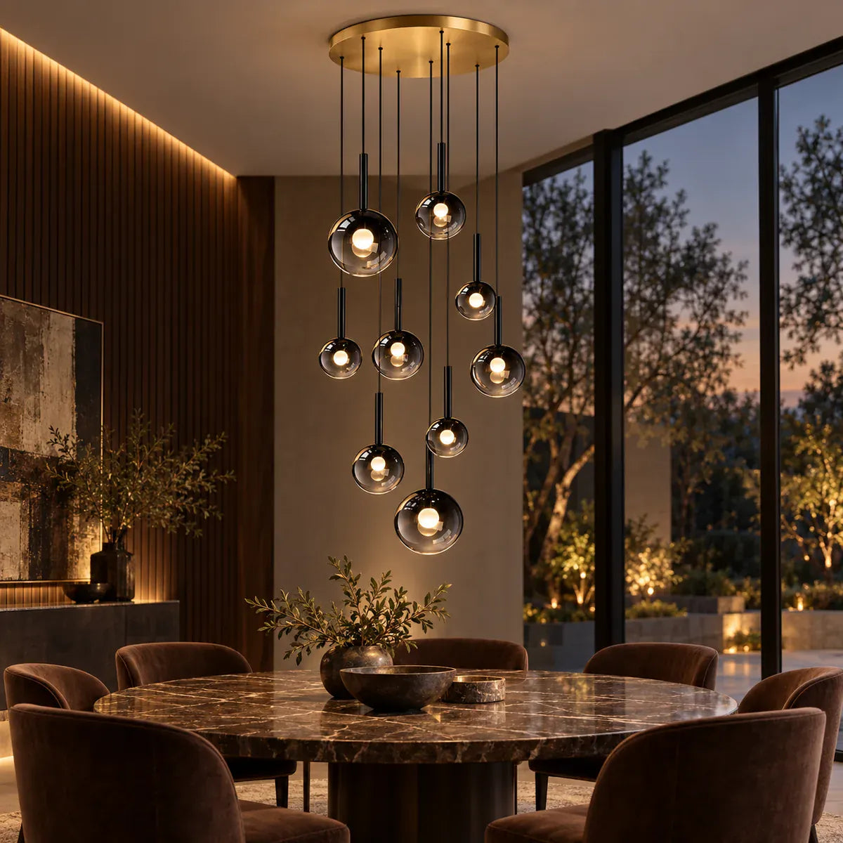 Zorin Multi Glass Pendant Chandelier Gold / 1 / Warm White 3000K Modern Chandelier